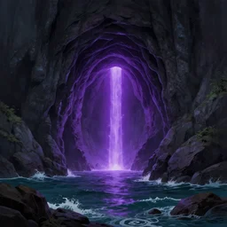 a scary glowing purple portal to another world in darwin's arch, ocean and rock landscape, d & d, fantasy, intricate, elegant, highly detailed, digital painting, artstation, concept art, matte, sharp focus, illustration, art by hayao miyazaki and hideo kojima