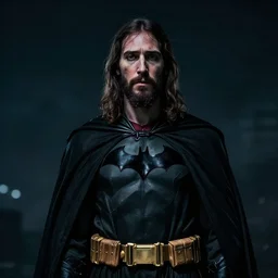 jesus christ as batman, photograph, telephoto sigma 8 5 mm f / 1. 4, dark