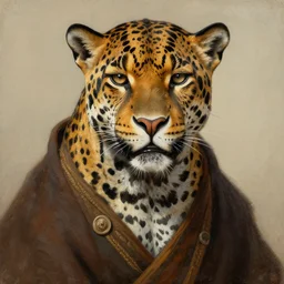 a highly detailed portrait painting of a druid jaguar, by greg rutkowski and alphonse mucha, sharp focus, matte, concept art, artstation, digital painting