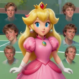 princess peach tennis as realistic blond pretty human character art portrait, matte fantasy painting, deviantart artstation, by jason felix by steve argyle by tyler jacobson by peter mohrbacher, cinema c 9. 0
