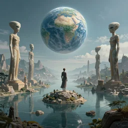 symmetry!! the ancient anunaki looked down upon earth, ancient astronauts, surreal landscape, serene, peace, very detailed, perfect composition, perfect lighting, 4 k, trending on artstation, greg rutkowski, derek zabrocki, tim white, artgerm