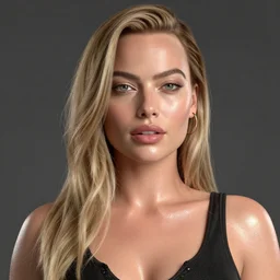 shiny Margot Robbie, photography, octane render