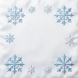 snowflakes surrounding a face, embroidered in silk