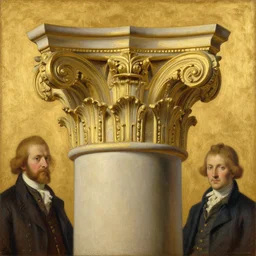 achingly beautiful painting of intricate ancient roman corinthian capital on 2 2 k gold background by rene magritte, monet, and turner. giovanni battista piranesi.