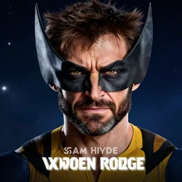 Sam Hyde as Wolverine in Xmen 2020, close-up, sigma male, rule of thirds, award winning photo, unreal engine, studio lighting, highly detailed features, interstellar space setting