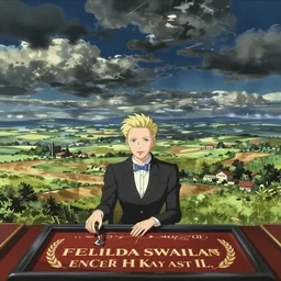 Tilda Swinton at a casino in an anime by Shinichirō Watanabe, wide shot