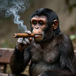 realistic ape smoking a cigar