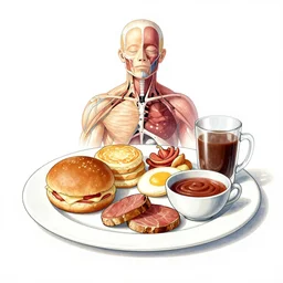 human anatomy diagrams of an English breakfast