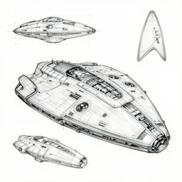 blueprint sketch of a spaceship from a sci - fi movie, detailed sketches, star wars, star trek,