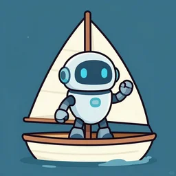 mascot character art a friendly alien robot in a sailboat