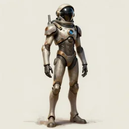 male, fully body, elongated figure, science fiction space suit with a helmet, large shoulders, short torso, long thin legs, tiny feet, character sheet, funko, digital sketch, hyperdetailed, dieselpunk, stylized character design, concept design