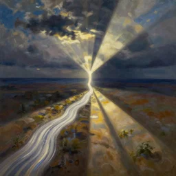 an energy stream running left to right. it runs through a figure in the center. | painting by craig mullins