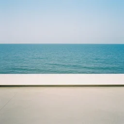 color film still, a large wall with the sea painted on it. floor, ceiling with fluorescent lights ; alien 2 ( 1 9 8 6 )