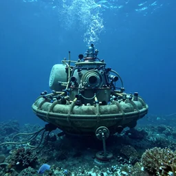 Expedition at the bottom of the sea, machinery, film style
