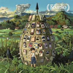 a cover of an album of card tower falling in style of yamato amano and miyazaki