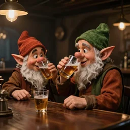 dwarf and elf drinking at a bar, stylized, artgerm, artstation, hd, cgsociety, cgi, realistic, dramatic, cinematic, artistic, trending, detailed