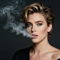 annie liebowitz photo of a man with a puff of smoke instead of a head