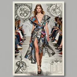 an award winning anamorphosis painting of a fashion model, walking down the runway, at a fashion photoshoot, inspired by lise deharme, albrecht durer, abstract, a level art, intricate, pop surrealism, digital poster, ornately detailed, photorealism, trending in artstation
