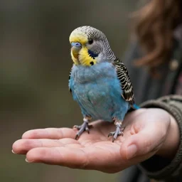 Katniss Everdeen holding a parakeet in her handpalm, closeup of hand, digital portrait by Greg Rutkowski, intricate, sharp focus, cinematic, epic, artstation