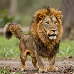 squirrel cosplaying as a lion, realistic