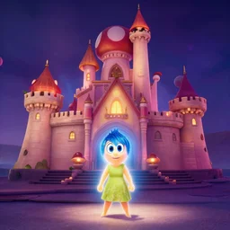 peach's castle, mushroom kingdom, movie still from inside out, high contrast, rembrandt lighting, hyperion render, ray - tracing, trending on artstation, 4 k