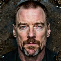 portrait of walter white's face on a as a puddle!!!!!!! of water close up 8 k photo