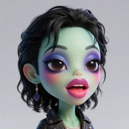 a cute alien looking like michael jackson with giant lips and makeup, digital illustration, 3 d render, in the style of deema egorov, amazing detail, ray tracing, behance, octane render, cg render, good lighting