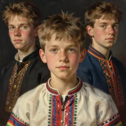 portrait of boy captivating latvian belarusian finnish norwegian swedish glamour models jodhpurs greg manchess painting by sargent and leyendecker, studio ghibli, close - up shot asymmetrical intricate elegant illustration hearthstone, by greg rutkowski by greg tocchini by craig mullins