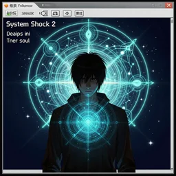 GUI for a program that scans a person and analyzes the depth of their soul, esoteric visuals, System Shock 2, Shin Megami Tensei, Fallout 3