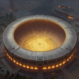 greg manchess oil matte painting, overhead view arena, wonderful masterpiece highly detailed, scifi, beautiful cinematic light deep focus, elegant, digital painting, smooth, sharp focus, golden ratio, dramatic illumination, ultra realistic, 4 k, art by greg rutkowski wlop rossdraws
