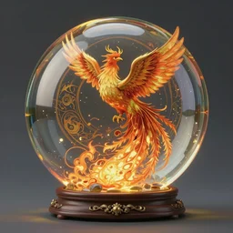 glass ball with phoenix rising from the ashes inside, studio ghibili, path traced, octane render, highly detailed, high quality, digital portrait by artgerm, hd, alphonse mucha, tom bagshaw