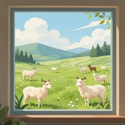 a beautiful lamdscape through a window, illustration, digital art, trending on artstation