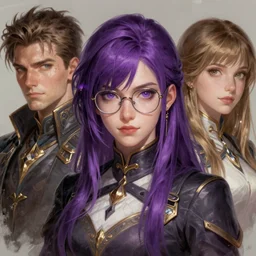 witch, fire emblem, purplehair, glasses, art by artgerm and greg rutkowski and magali villeneuve, portrait, d & d, fantasy, highly detailed, digital painting, trending on artstation, concept art, sharp focus, illustration