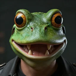 hyperrealistic mixed media image of info wars alex jones bullfrog mask, stunning 3 d render inspired art by xiang duan and thomas eakes and unreal engine, perfect facial symmetry, hyper realistic texture, realistic, highly detailed attributes and atmosphere, dim volumetric cinematic lighting, 8 k octane detailed render, post - processing, masterpiece,