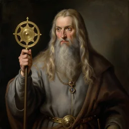 gandalf holding the palantir, renaissance oil painting