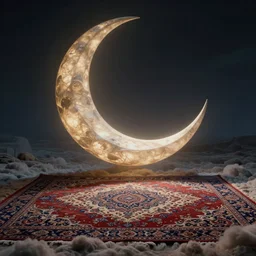 surreal crescent in the sky in a magic fluffy persian carpet dimension, by greg rutkowski and gaston bussiere, dim lighting, beautiful volumetric - lighting - style atmosphere, surreal atmosphere, intricate, detailed, photorealistic imagery, trending artstation