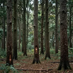 trees covered in human skin, photorealistic, cinematic