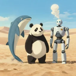 🐼 as 🐋 as 🤖 as 👽 as 🐳, desert photography, by makoto shinkai, by greg rutkowski and edgar maxence