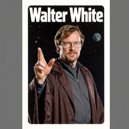 Walter White as space wizard in retro science fiction cover by Stanisław Lem, vintage 1970 print
