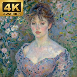 portrait of cherry valance by claude monet, impressionist, hd, beautiful, glamorous, award winning, 4 k