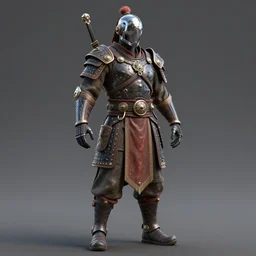traditional warrior with cyberpunk, 3 d render
