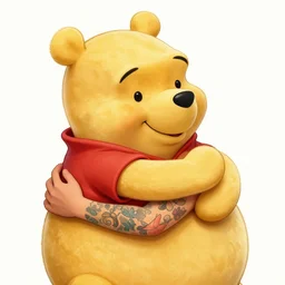 winnie the pooh, t hugged out with tattoos
