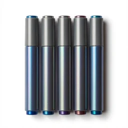 holographic marker set, studio product photography, isolated on a pure white background, centered, entire object in frame, sharp focus, soft studio lighting