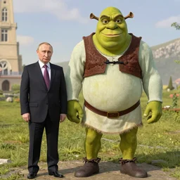 Putin mixed with Shrek, full body portrait