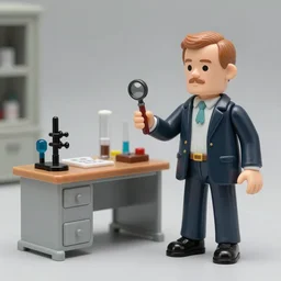 albert hofmann in his laboratory, stop motion vinyl action figure, plastic, toy, butcher billy style