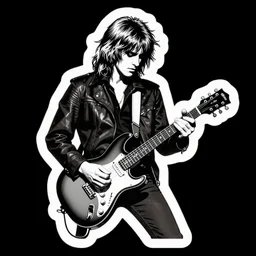 jimmy page from led zepelin playing - guitar - solo, sticker - art, svg vector, adobe - illustrator