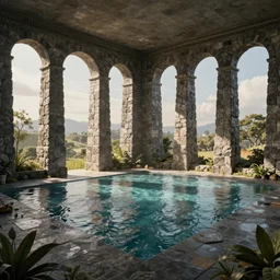 tiled room squared waterway, aqueducts, octane render, artstation trending, volumetric lighting, highly detailded, illustration