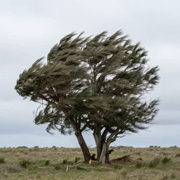 windswept trees after a strong wind, 4k