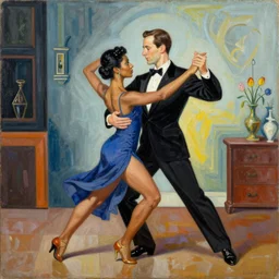 cyd charisse and fred astaire dancing, colorful, francis bacon painting