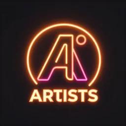 professional studio logo for a. i. artists, vector art, artstation, neon, colorful, glowing orange and black